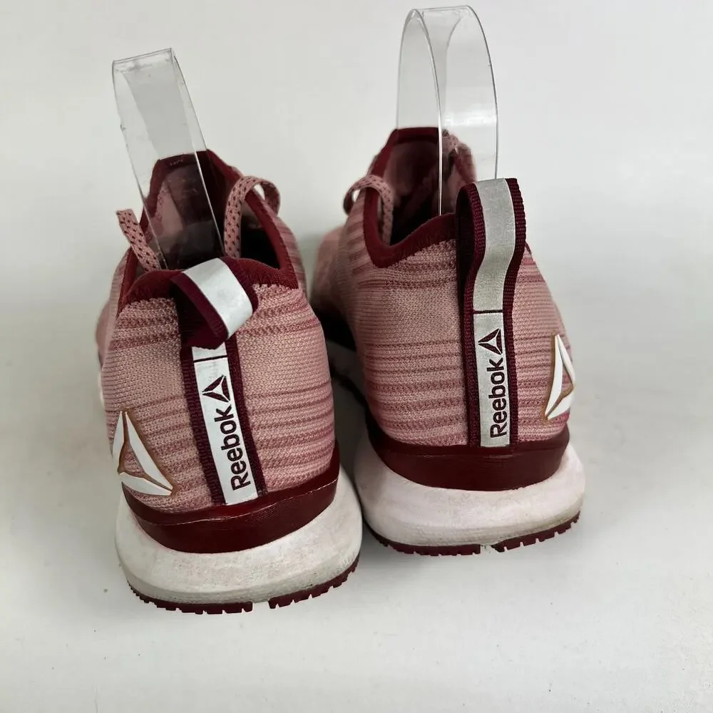 Reebok Print Smooth 2.0 Sneakers Women's 8.5 Pink Maroon Running Shoes CN1743